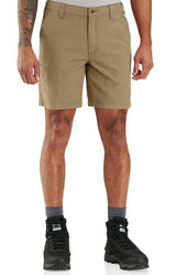 Rugged Flex Relaxed Fit 8in Canvas Work Short - Dark Khaki Image 1