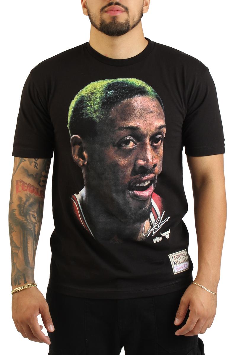 Dennis Rodman Chicago Bulls Black Real Big Face Player T-Shirt Image 1