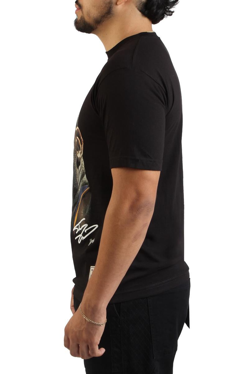 Shaquille O'Neal Los Angeles Lakers Black Hardwood Classics Real Big Face Player T-Shirt Image 3