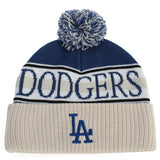 MLB Los Angeles Dodgers Tan Cooperstown Cuffed Knit Hat with Pom Image 1