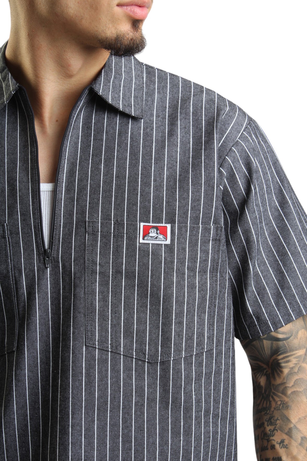 butcher stripe dress shirt Made-in-Canada Dark Red Butcher Stripe Button Down Shirt