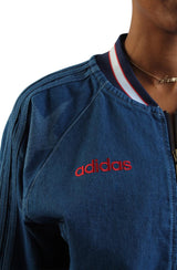 Demin Varsity Bomber Jacket Image 5