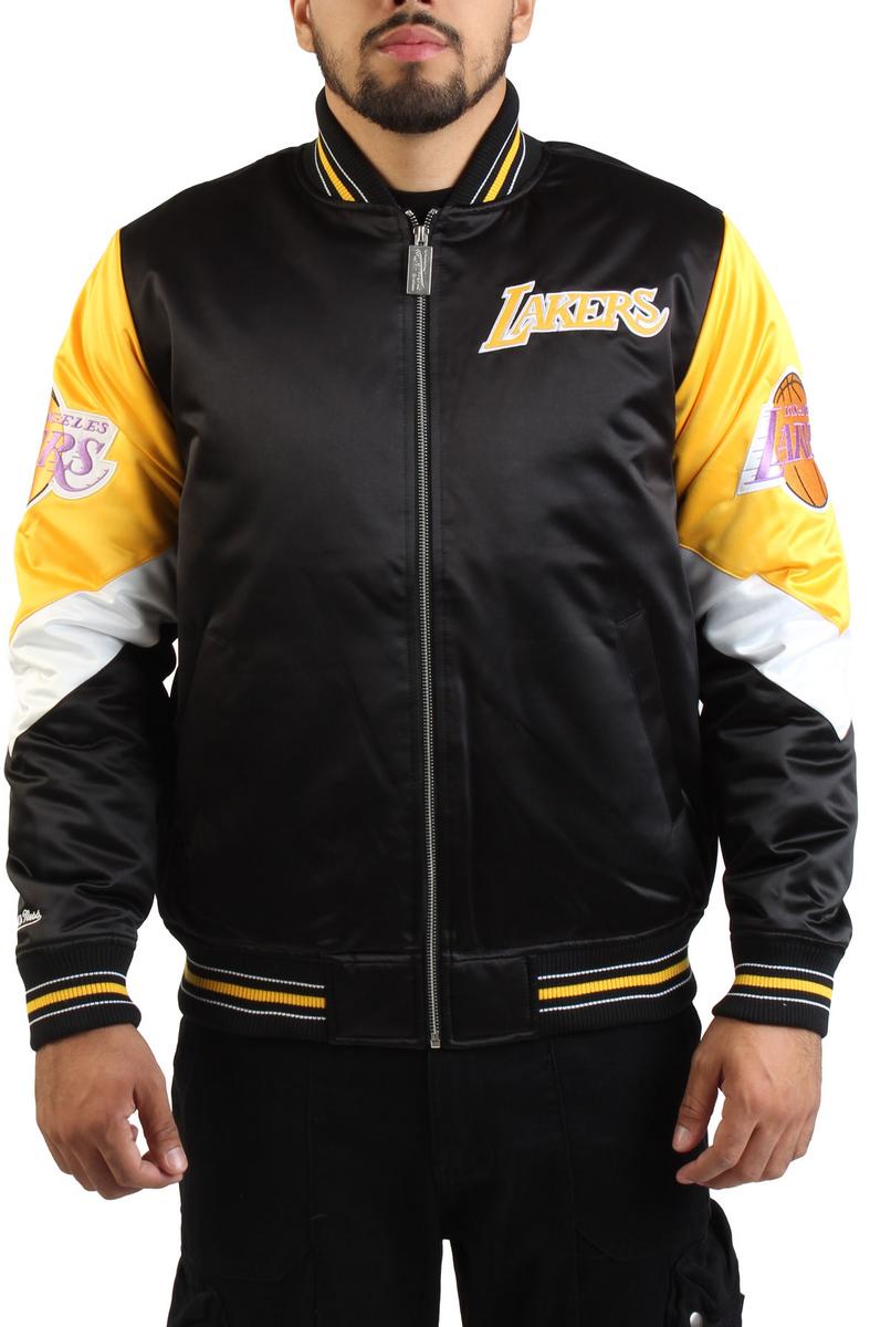 NBA Los Angeles Lakers Black Hardwood Classics Throwback Heavyweight Satin Full-Zip Jacket Image 1
