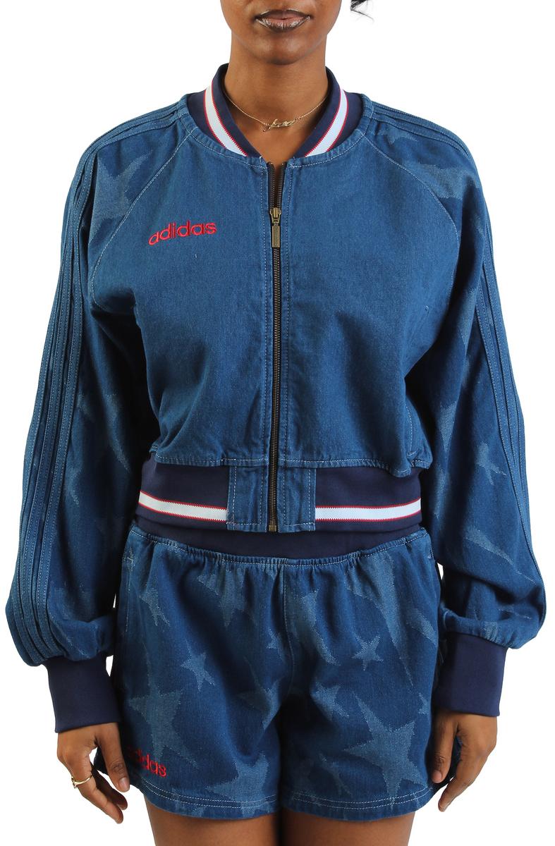 Demin Varsity Bomber Jacket Image 1