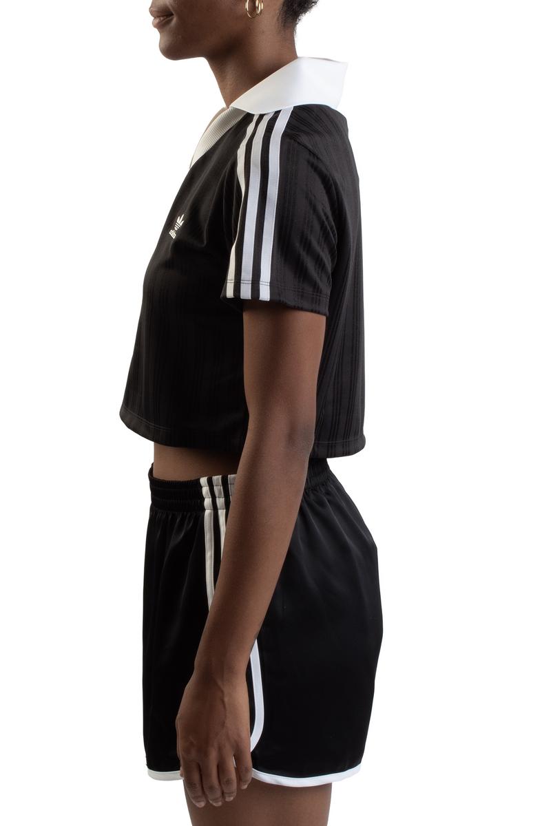 Adicolor Football Jacquard V-Neck Crop Polo Shirt  Image 3