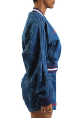 Demin Varsity Bomber Jacket Image 4