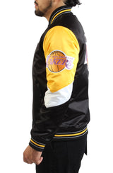 NBA Los Angeles Lakers Black Hardwood Classics Throwback Heavyweight Satin Full-Zip Jacket Image 2