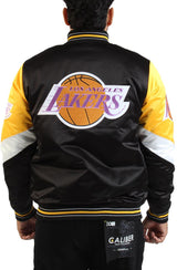 NBA Los Angeles Lakers Black Hardwood Classics Throwback Heavyweight Satin Full-Zip Jacket Image 3
