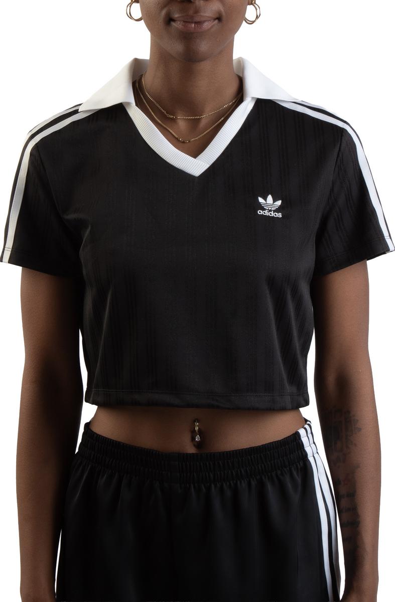 Adicolor Football Jacquard V-Neck Crop Polo Shirt  Image 2