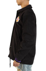NBA Los Angeles Lakers Logo Off The Bus Corduroy Coaches Vintage Jacket Image 2