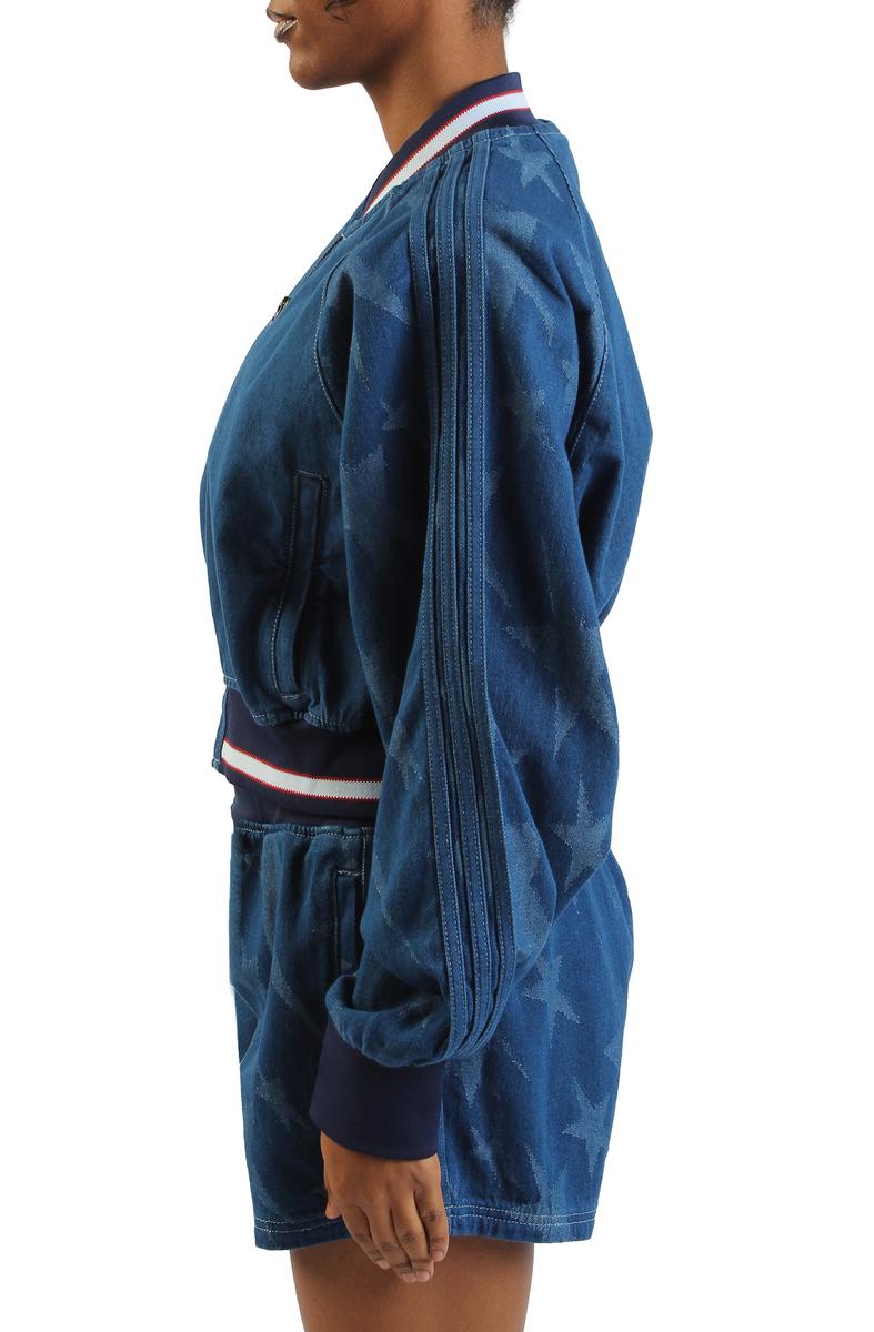 Demin Varsity Bomber Jacket Image 2