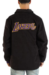 NBA Los Angeles Lakers Logo Off The Bus Corduroy Coaches Vintage Jacket Image 4