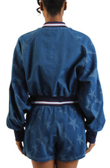 Demin Varsity Bomber Jacket Image 3