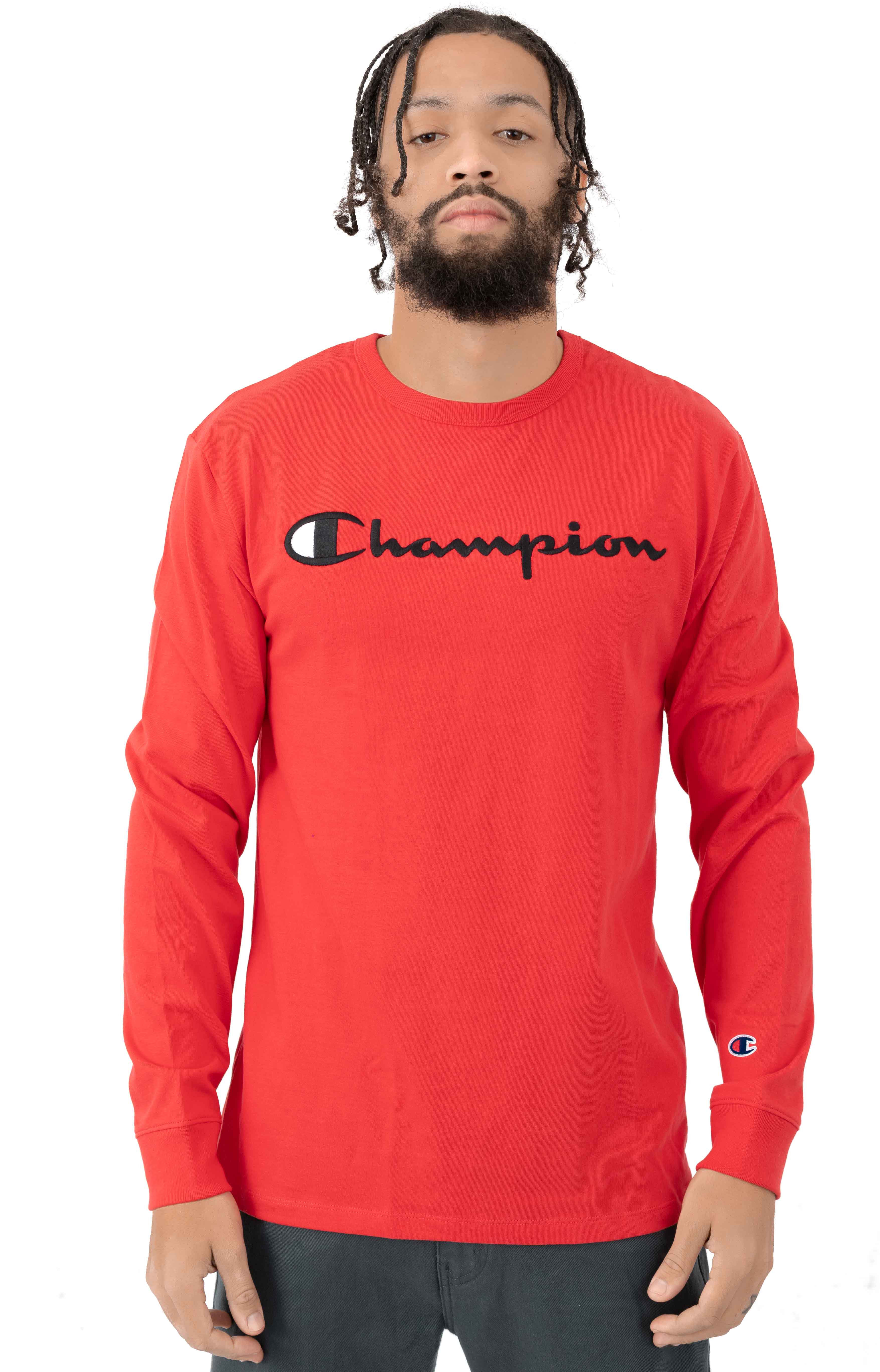 Heritage Script Embroidered L/S Shirt - Team Red Scarlet